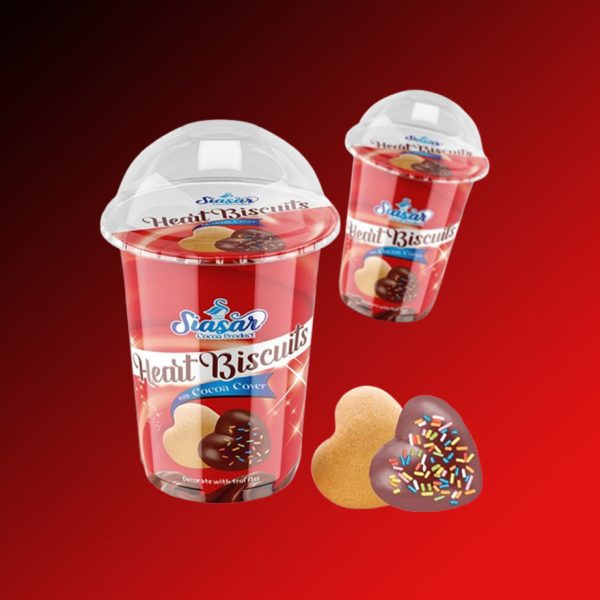 بیسکوییت قلبی با روکش شکلات